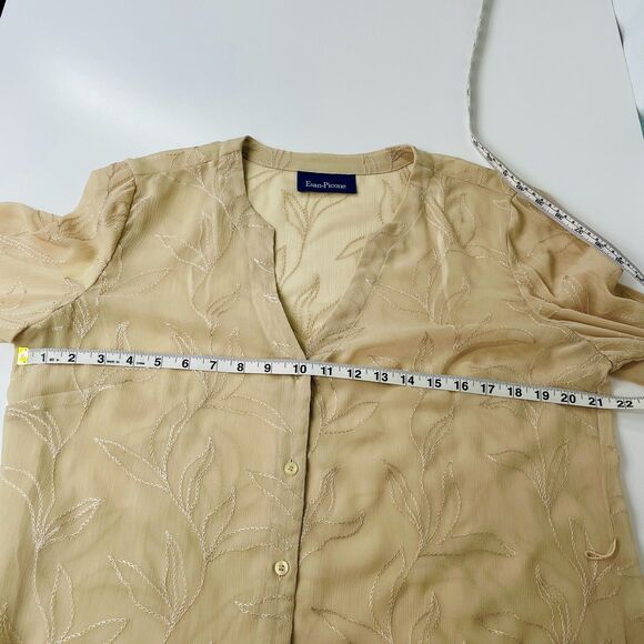 Vintage Blouse Large Sheer Blouse Flowy Evan Picone Vintage Floral Pattern Large - Picture 10 of 13